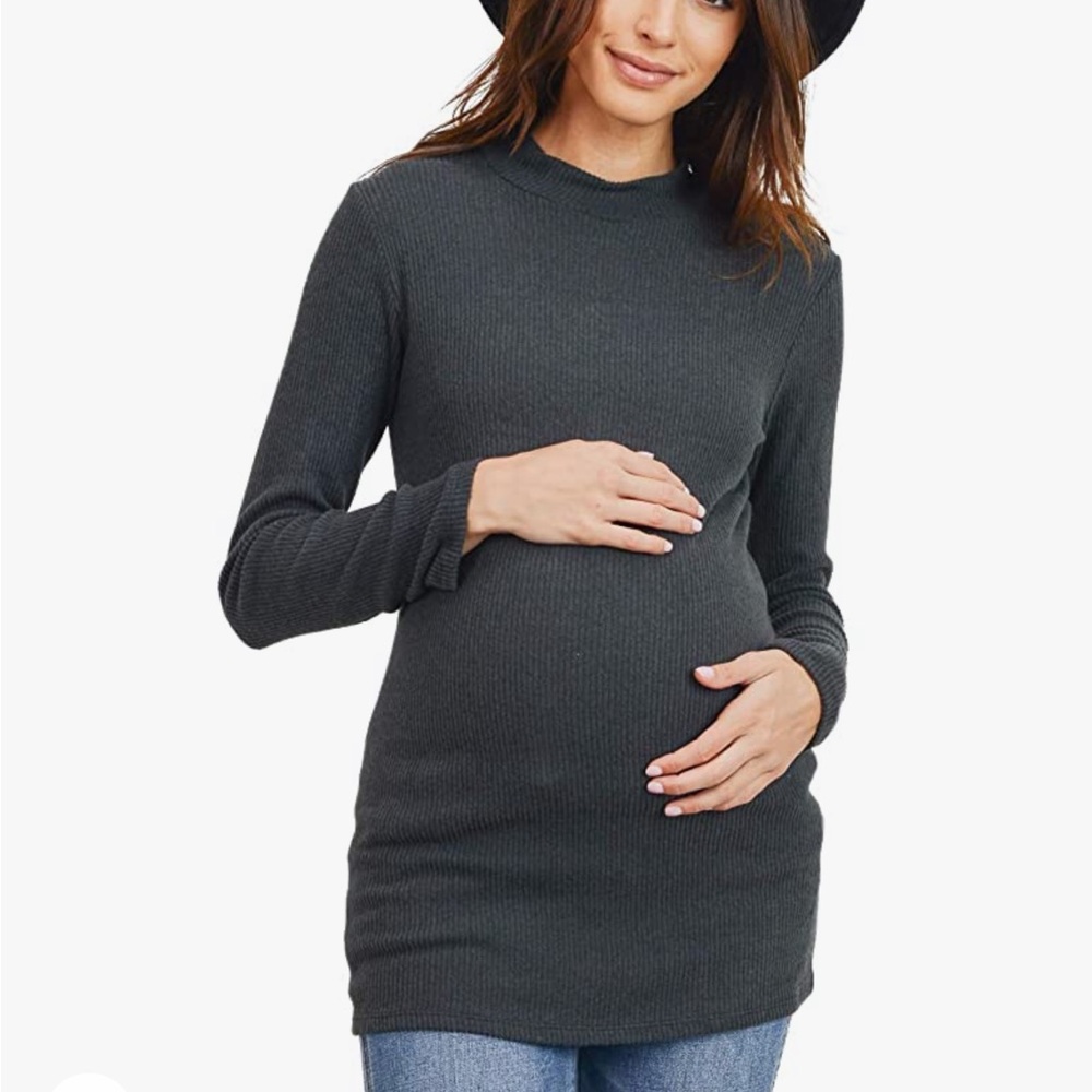 Hello Miz Maternity long sleeve top/sweater. Dark gray,Soft material, Size L.